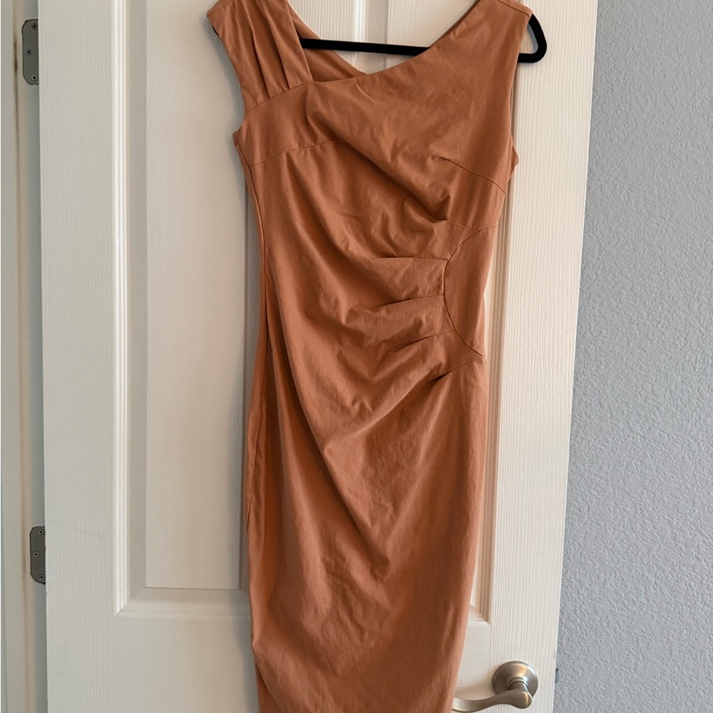Chic Tan One Shoulder Dress
